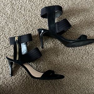 Black Suede Nine West Heeled Sandals Size 9
